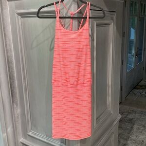 Athleta Swim/Sun Dress Size Small Neon Orange Beach Bra Built In